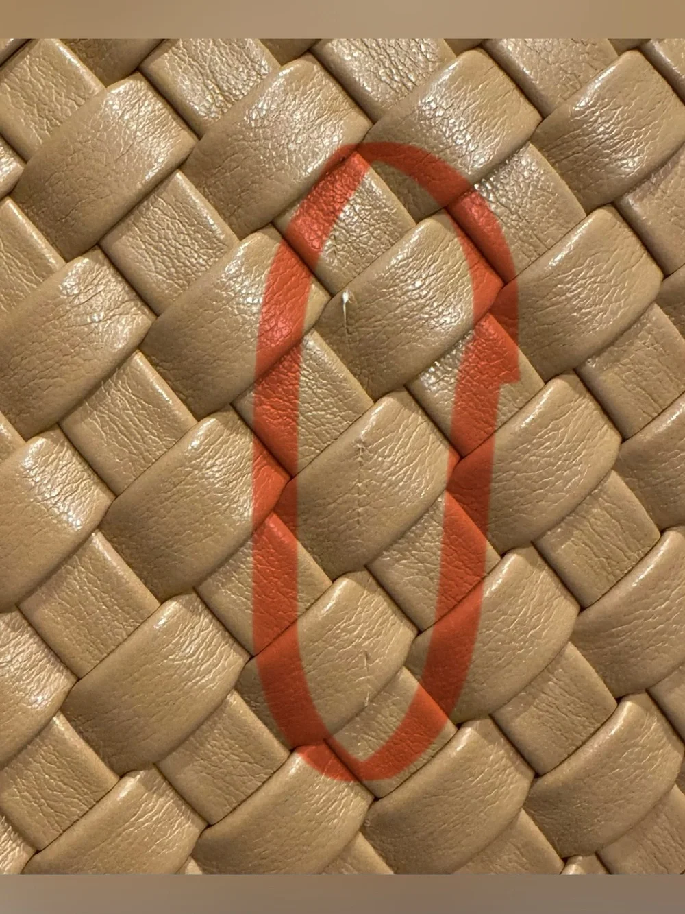 Ladies Small Faux Leather Woven Satchel Tote Top Handle Golden Brown EUC